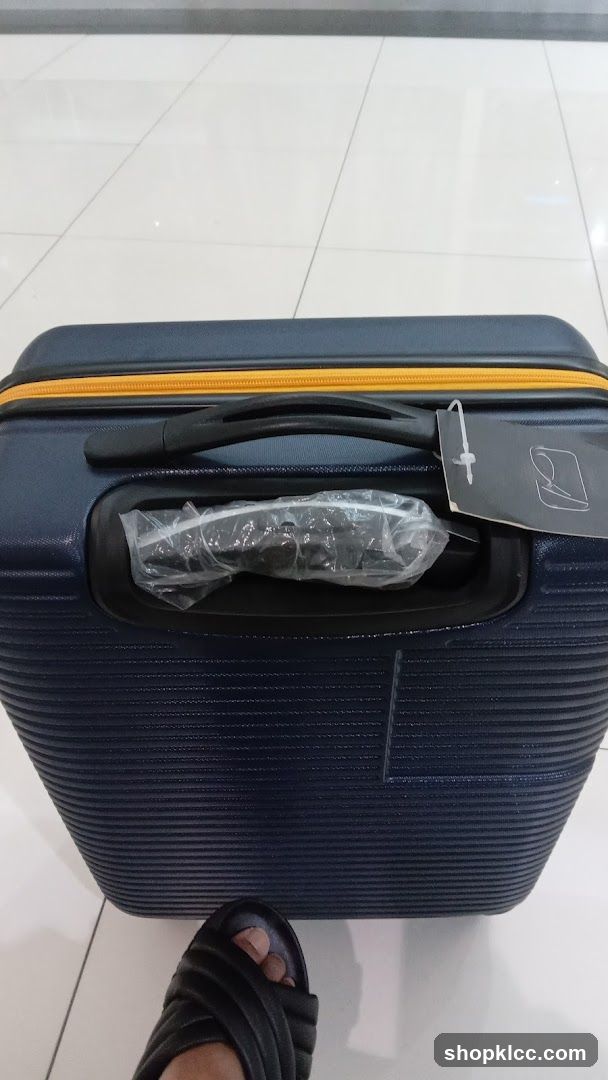 Dark Blue Suitcase with Yellow Zipper