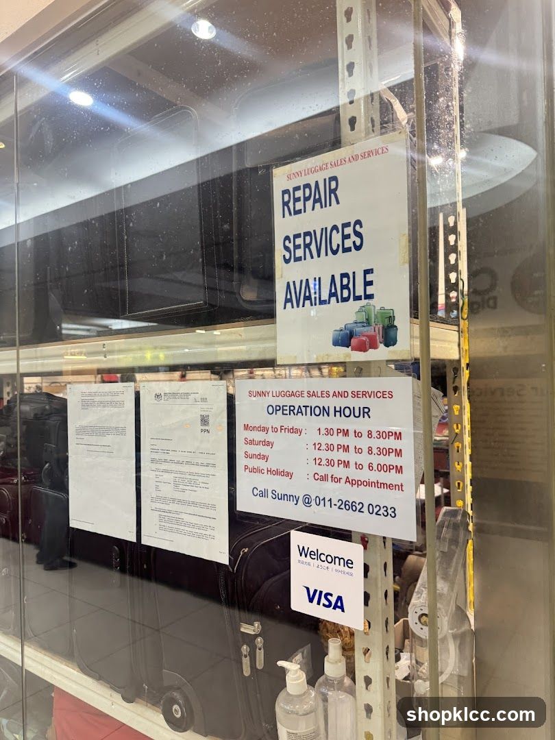 Sunny Luggage Sales and Services Signage
