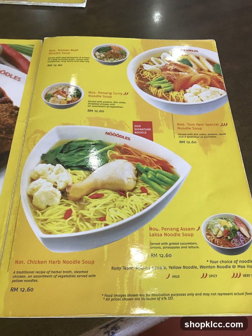 Noodles Menu