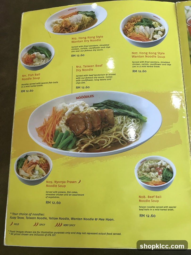 Noodles Menu