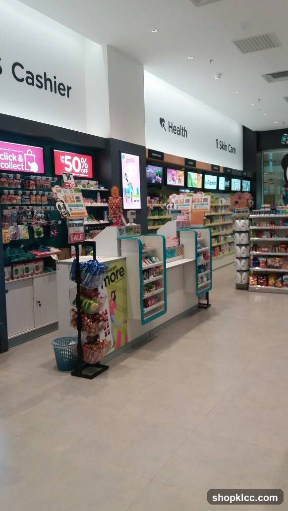Pharmacy Interior with Cashier and Health Sections