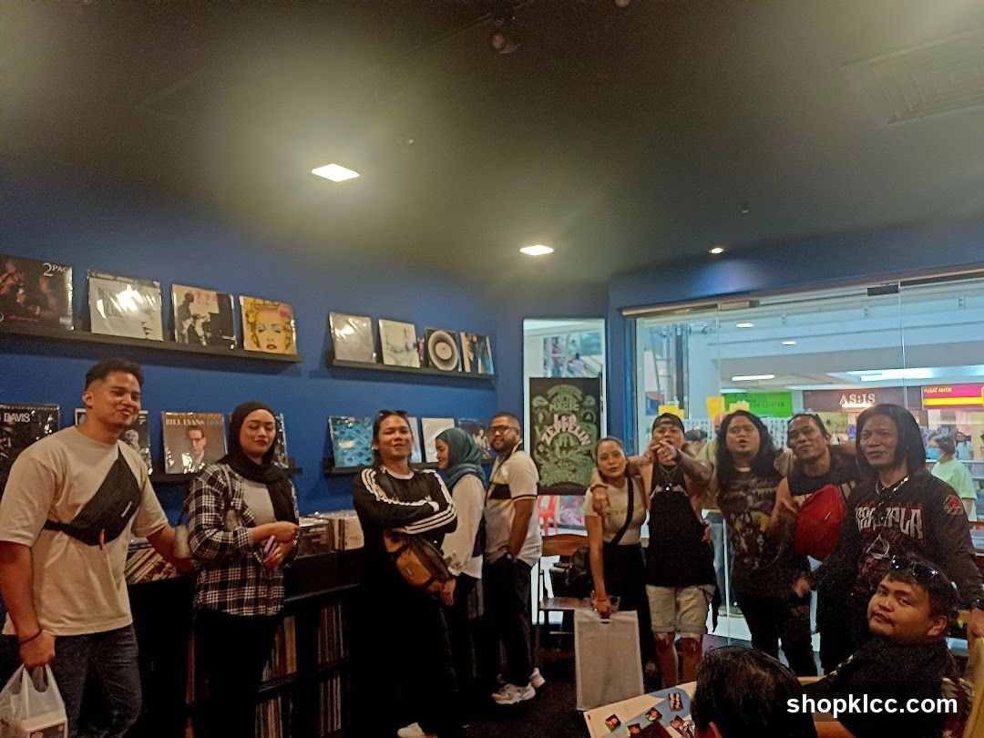 People in a record store