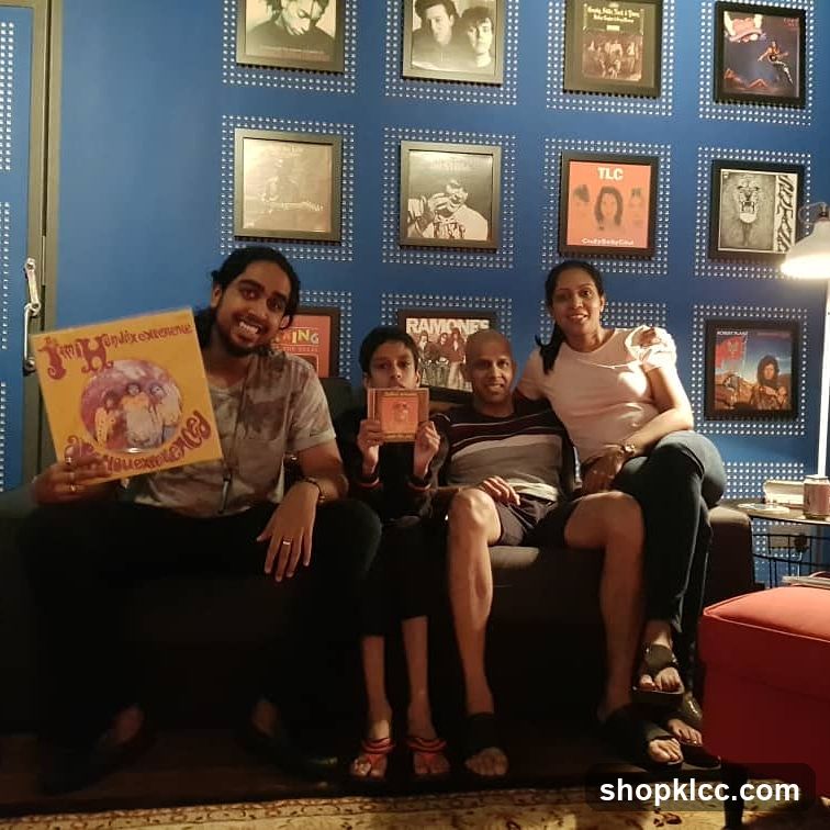 Family Posing with Records