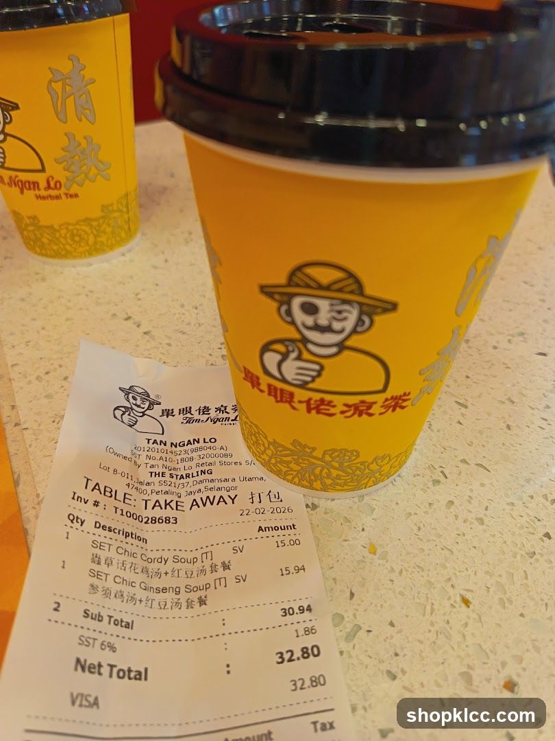Tan Ngan Lo Receipt and Cups