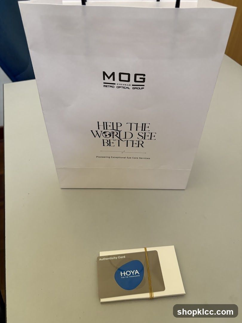MOG Eyewear Bag and Hoya Authenticity Card