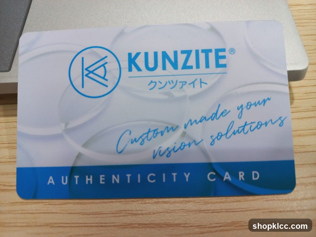 Kunzite Authenticity Card