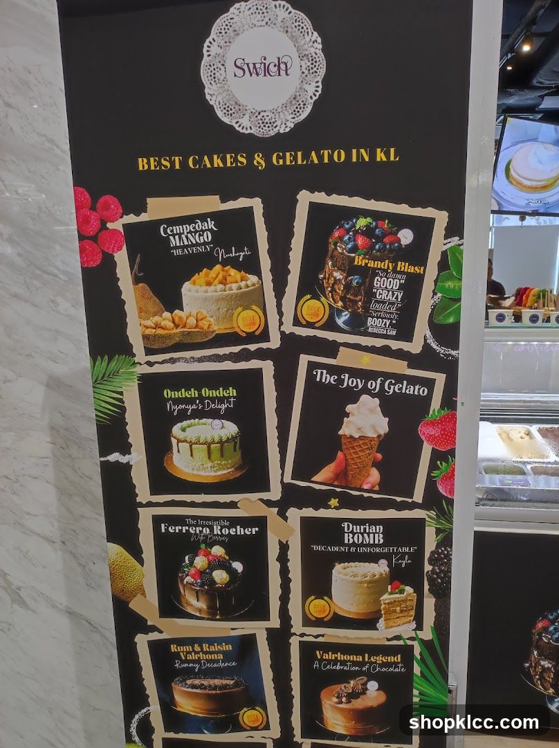 Swich Cakes and Gelato Menu