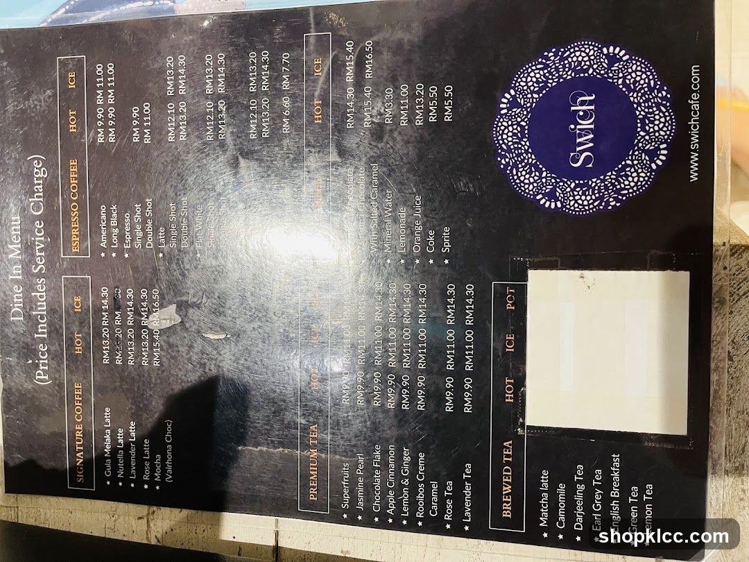 Dine In Menu