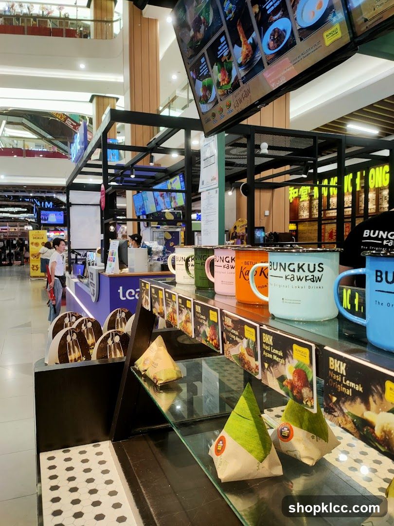 Food stall with menu and drinks