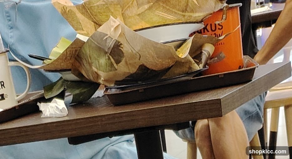 Table with food remnants