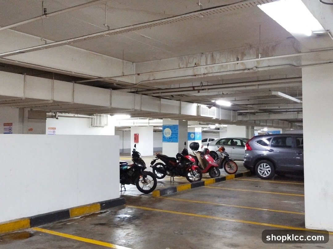 Parking Garage with Motorcycles and Cars