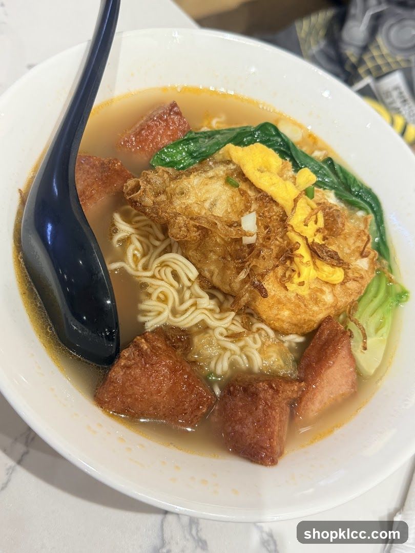 Noodle Soup with Fried Egg and Meat