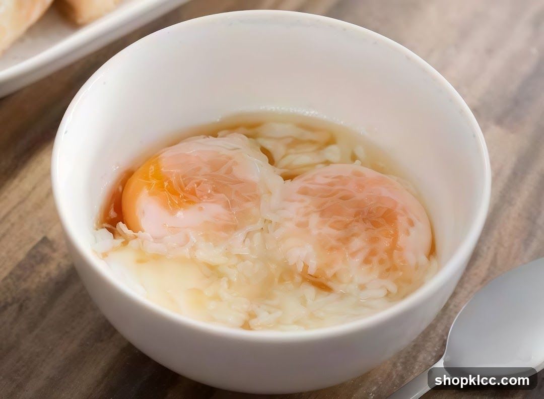 Soft-boiled eggs with rice