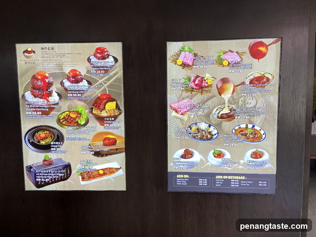 Wagyu and Rice Menu
