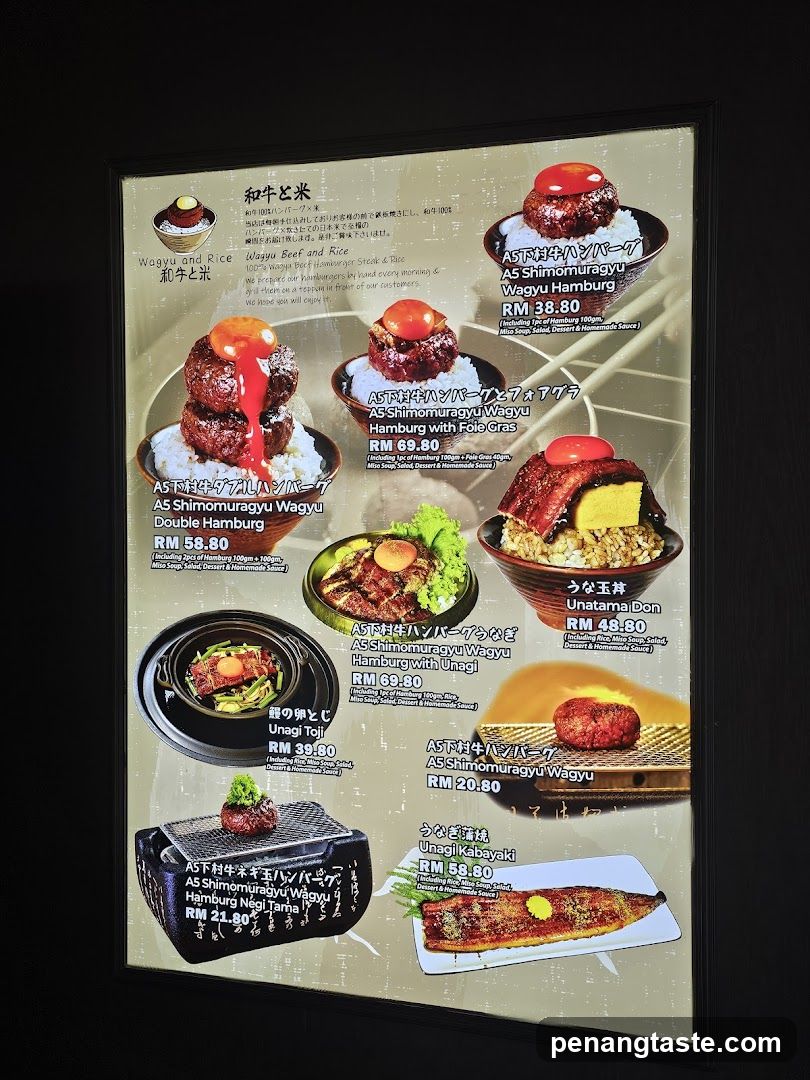 Wagyu and Rice Menu
