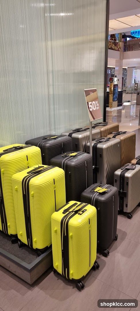 Luggage Display with Sale Sign