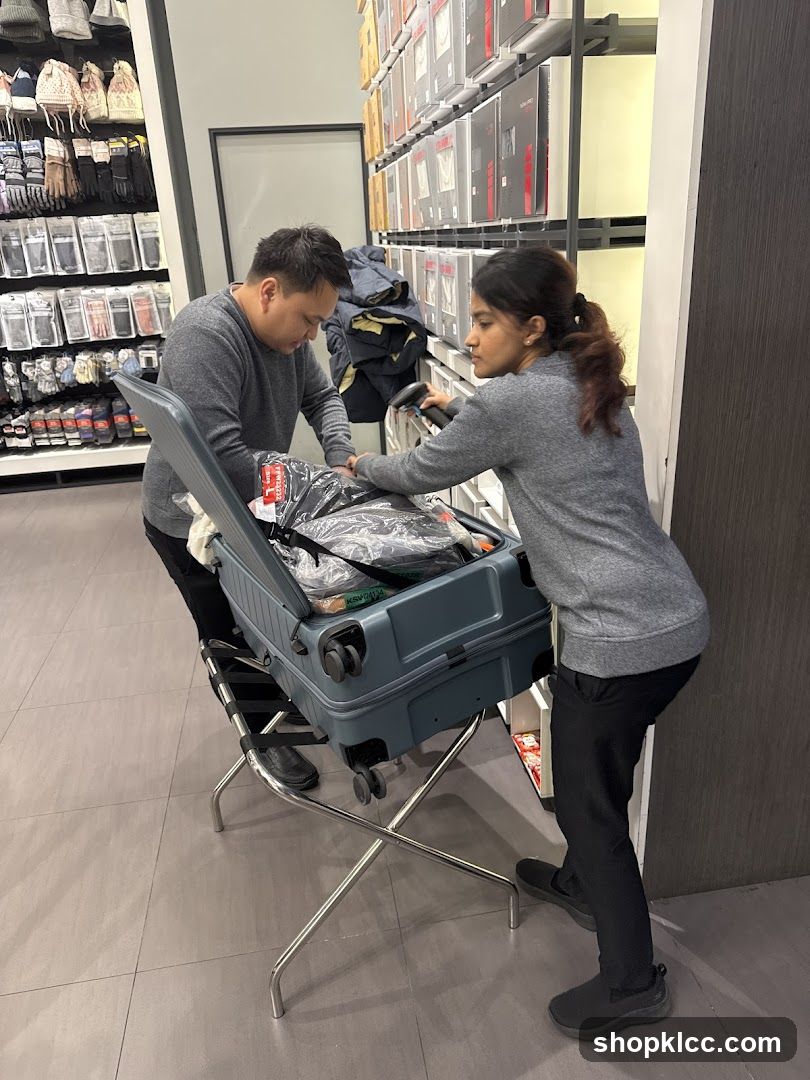 Staff packing luggage