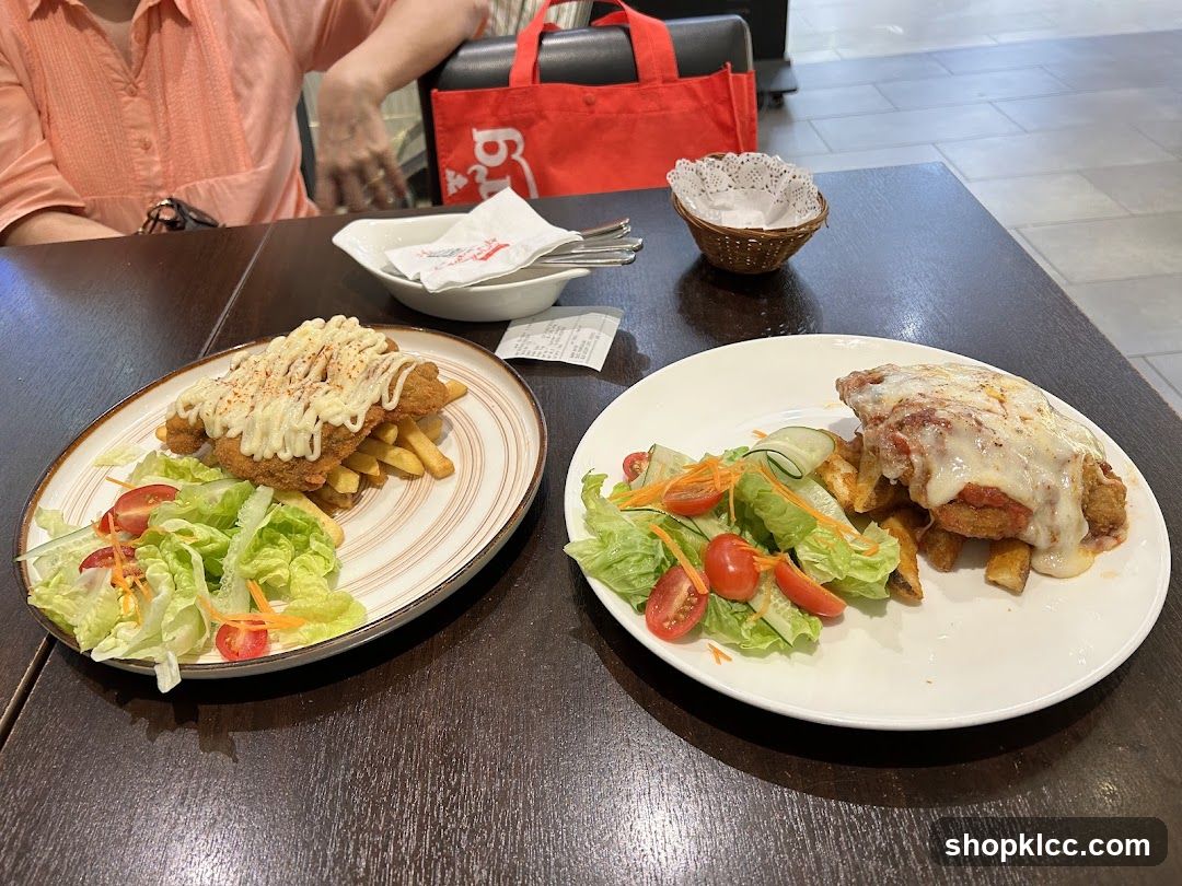 Two plates of food on a table