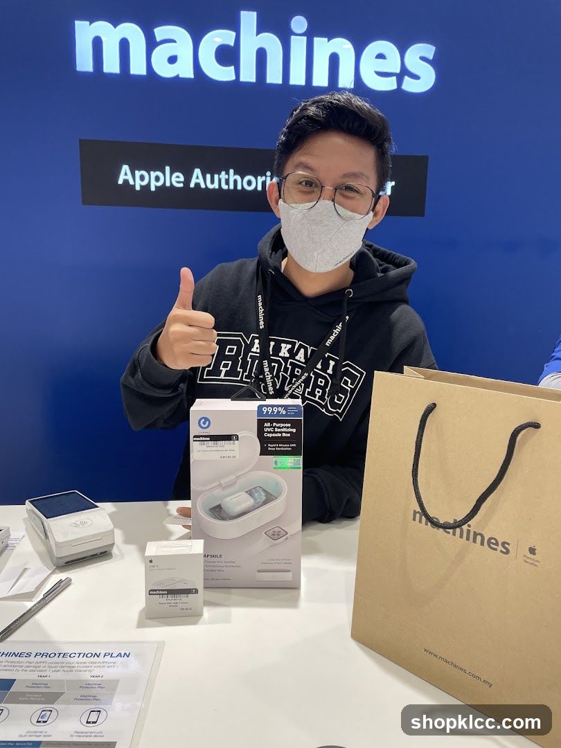 Man giving a thumbs up with products