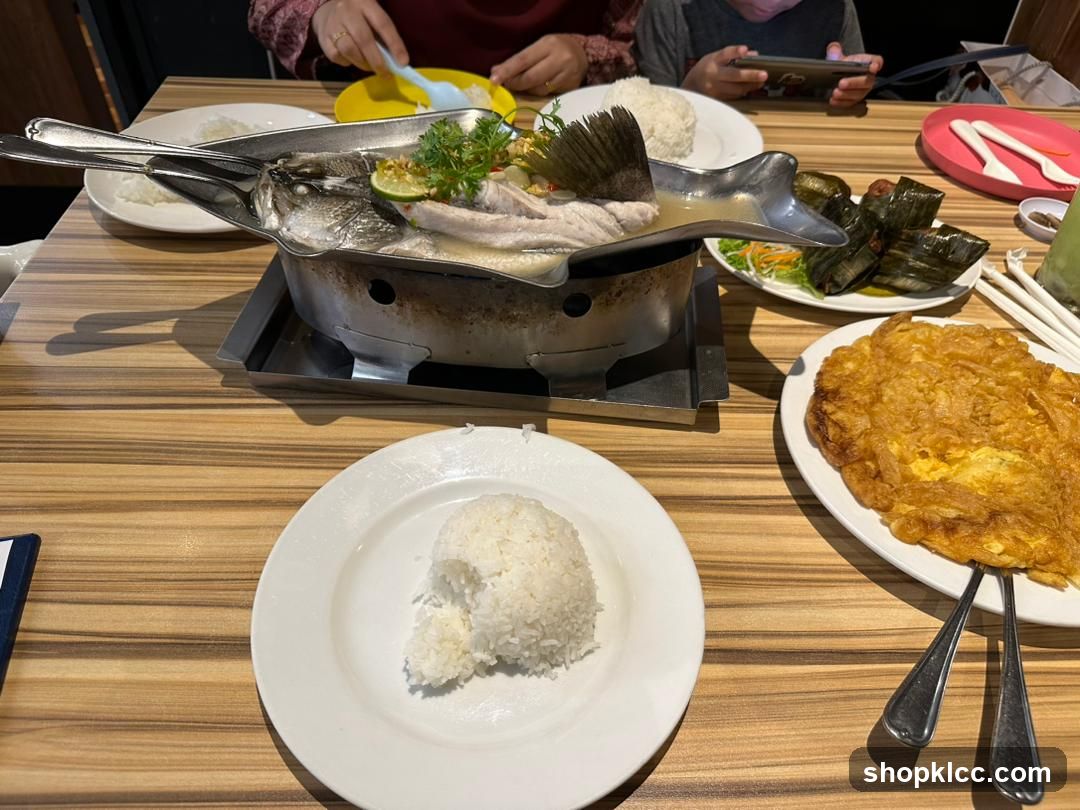 Steamed Fish with Rice and Omelette