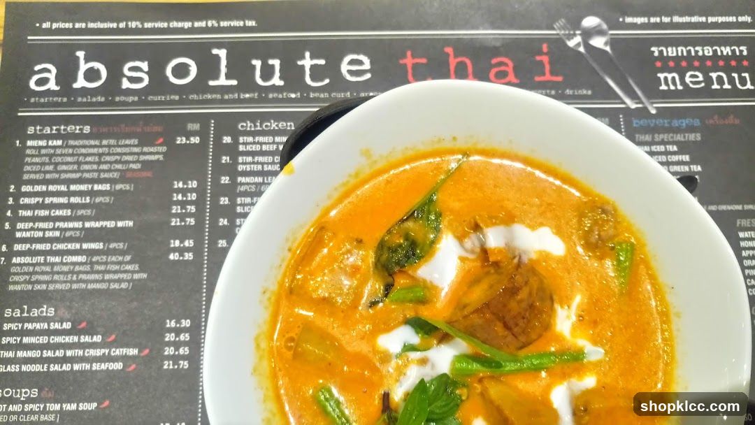 Absolute Thai Menu