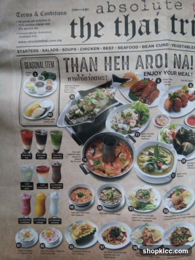 Absolute Thai Menu