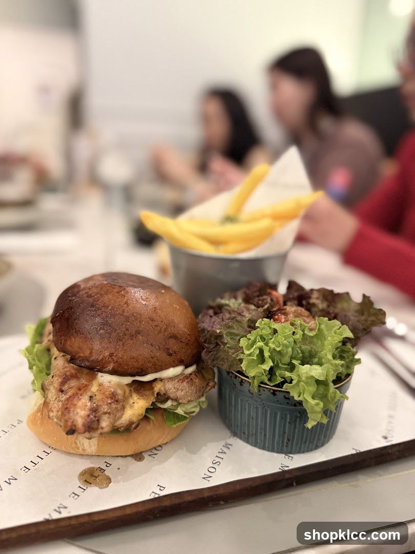 Chicken Burger with Fries and Salad