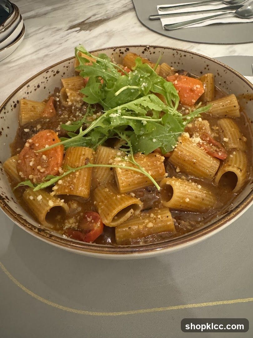 Pasta dish with arugula