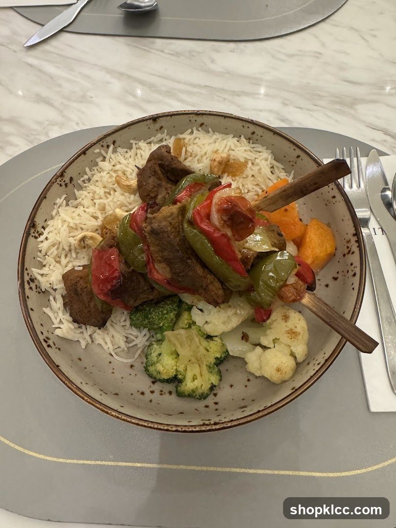 Kebab Platter with Rice and Vegetables