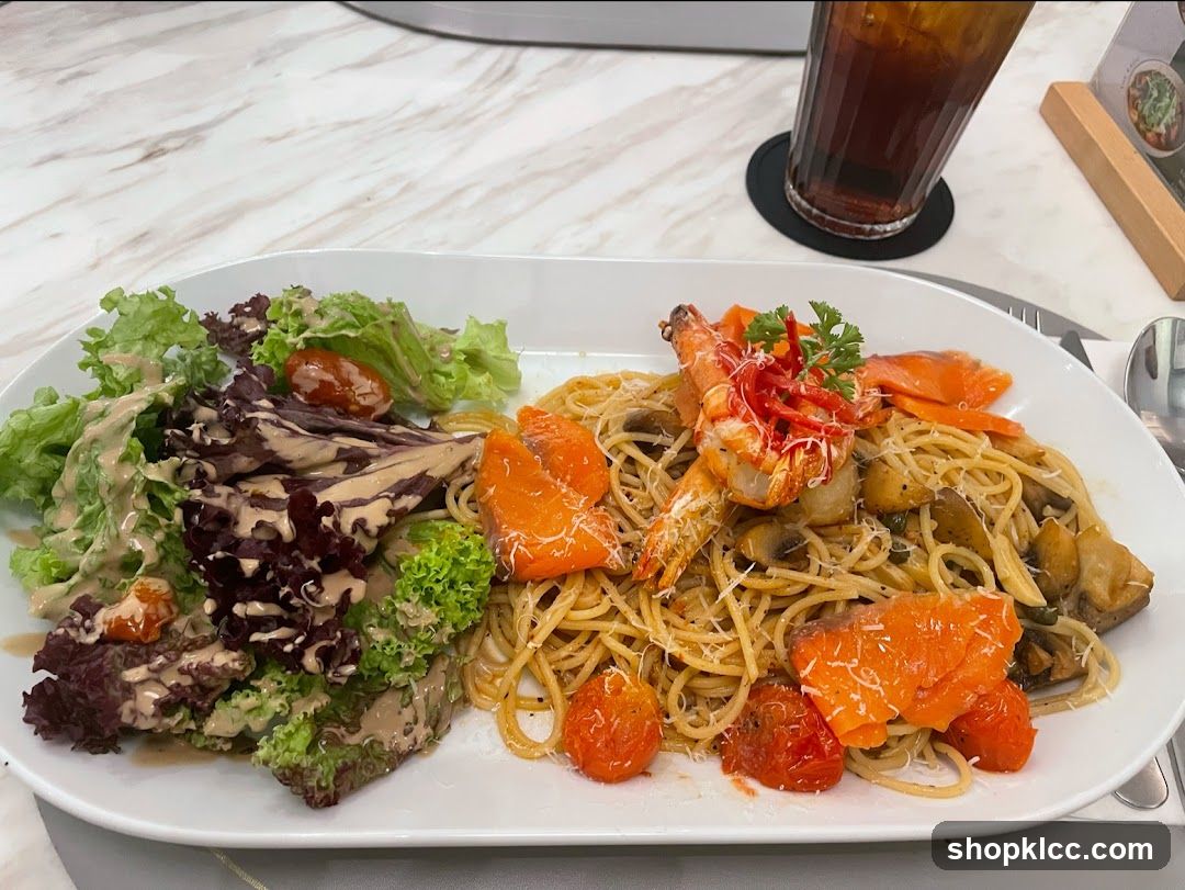 Seafood Pasta with Salad