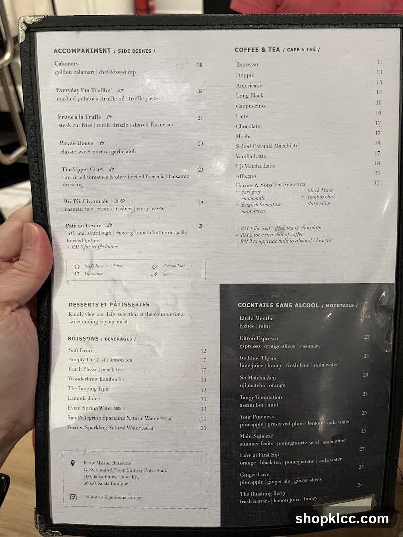Petite Maison Brasserie Menu