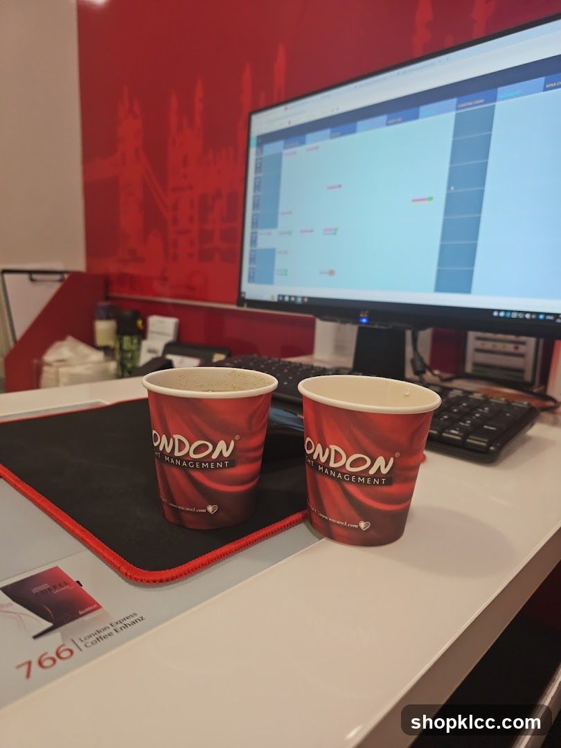 Office desk with coffee cups