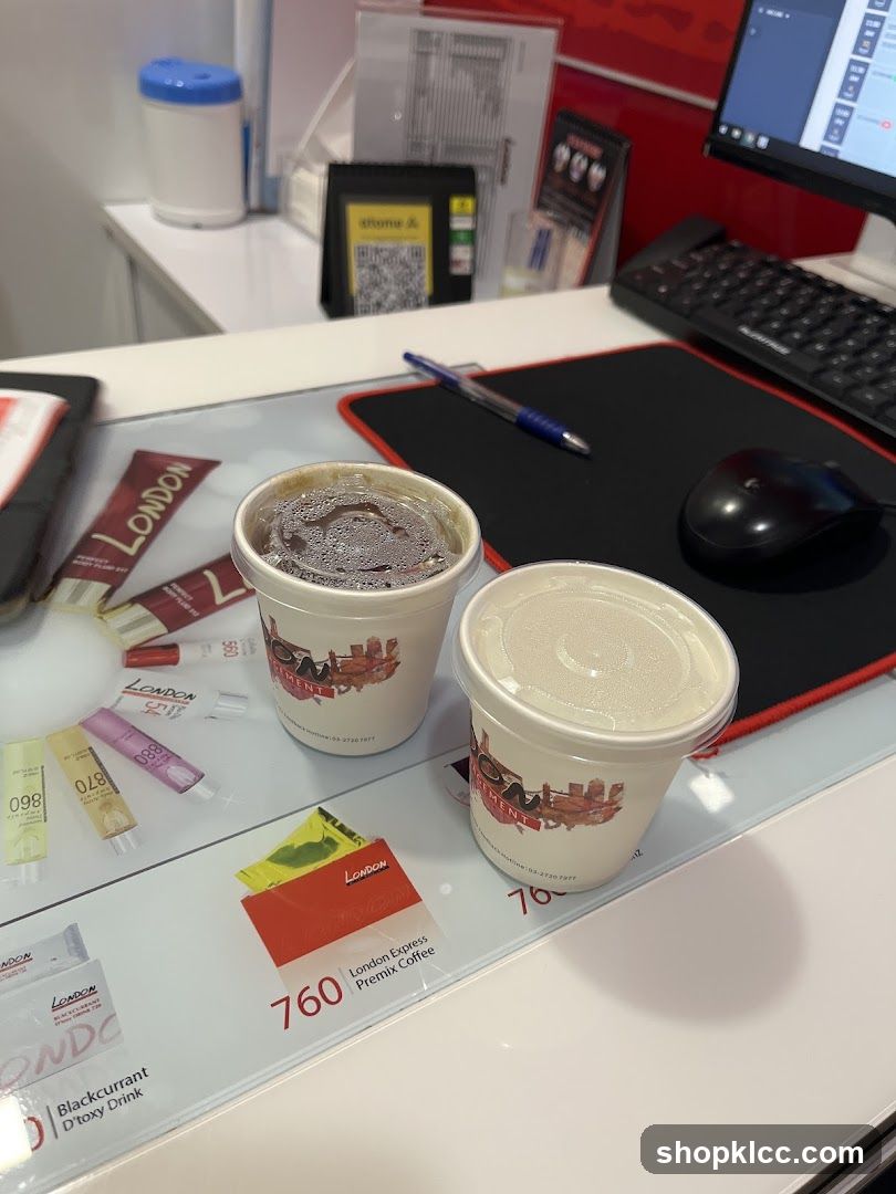 Two cups of coffee on a counter