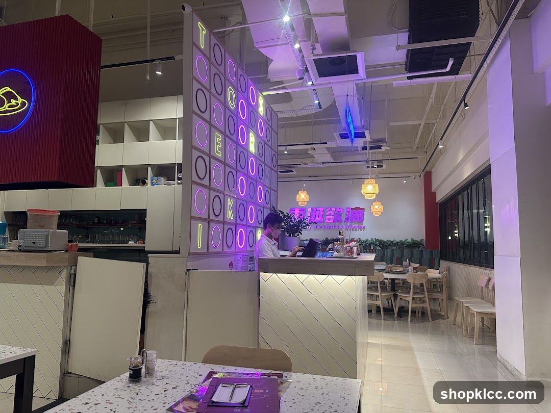 Restaurant Interior with Neon Signage