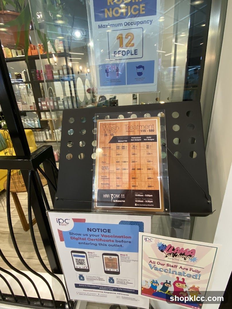 Hair Salon Menu and Notices