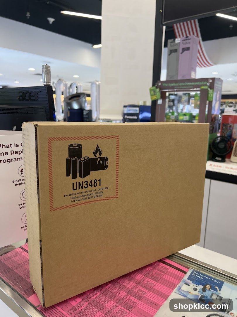Cardboard box with UN3481 label