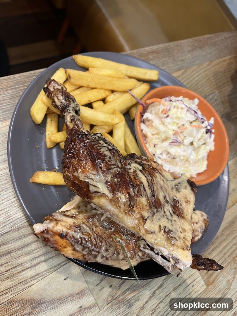 Roasted Chicken with Fries and Coleslaw