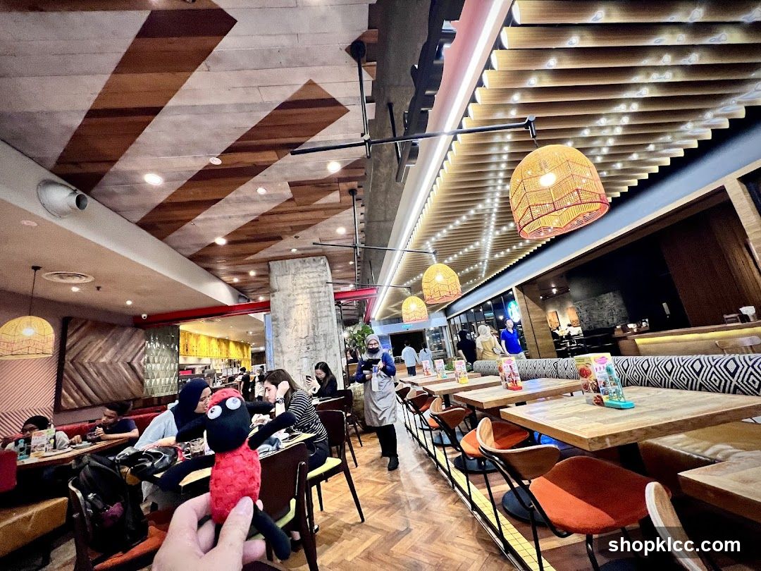 Restaurant Interior with Woven Lamps