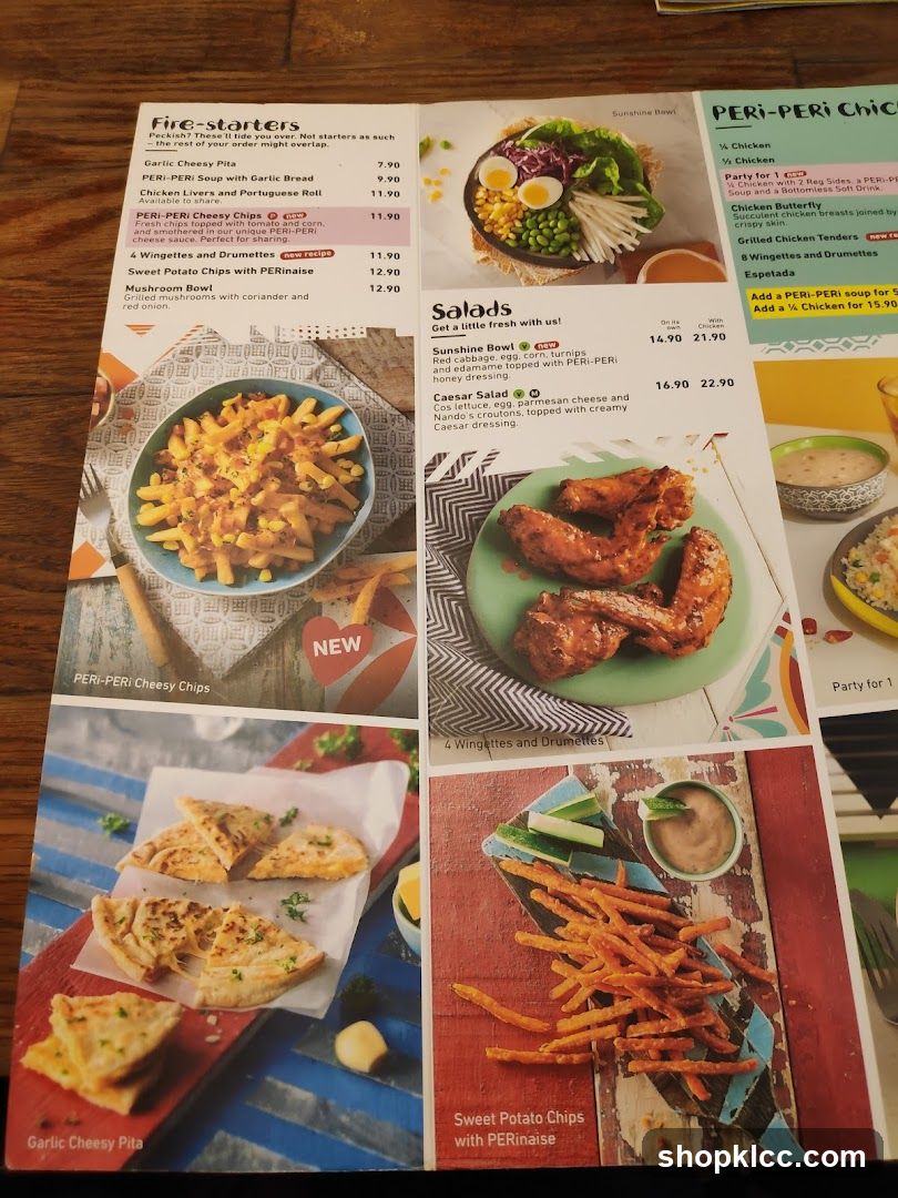 Fire-starters, Salads, PERI-PERI Chicken