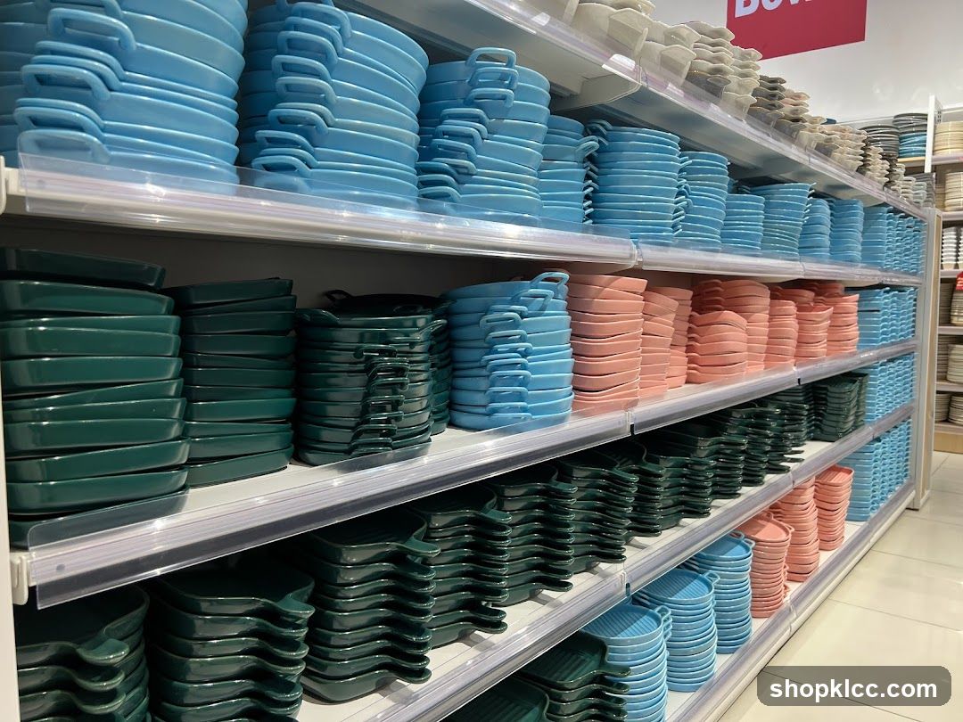 Shelves of colorful bakeware