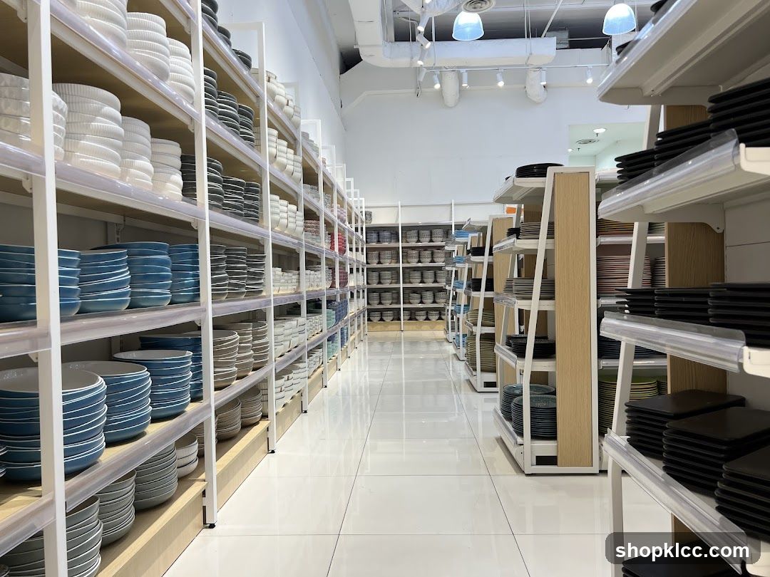 Store Interior with Shelves of Tableware