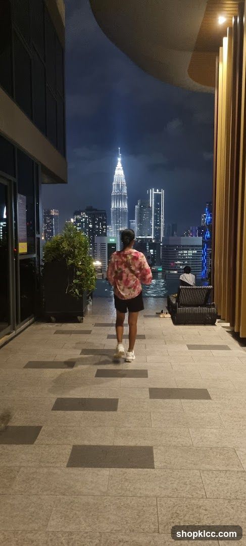 Rooftop View of City Skyline at Night