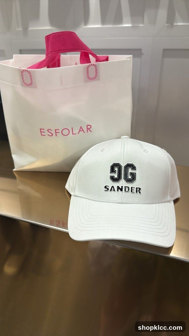 White baseball cap and shopping bag