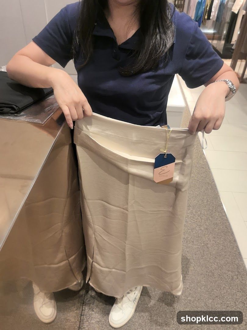 Woman holding a skirt