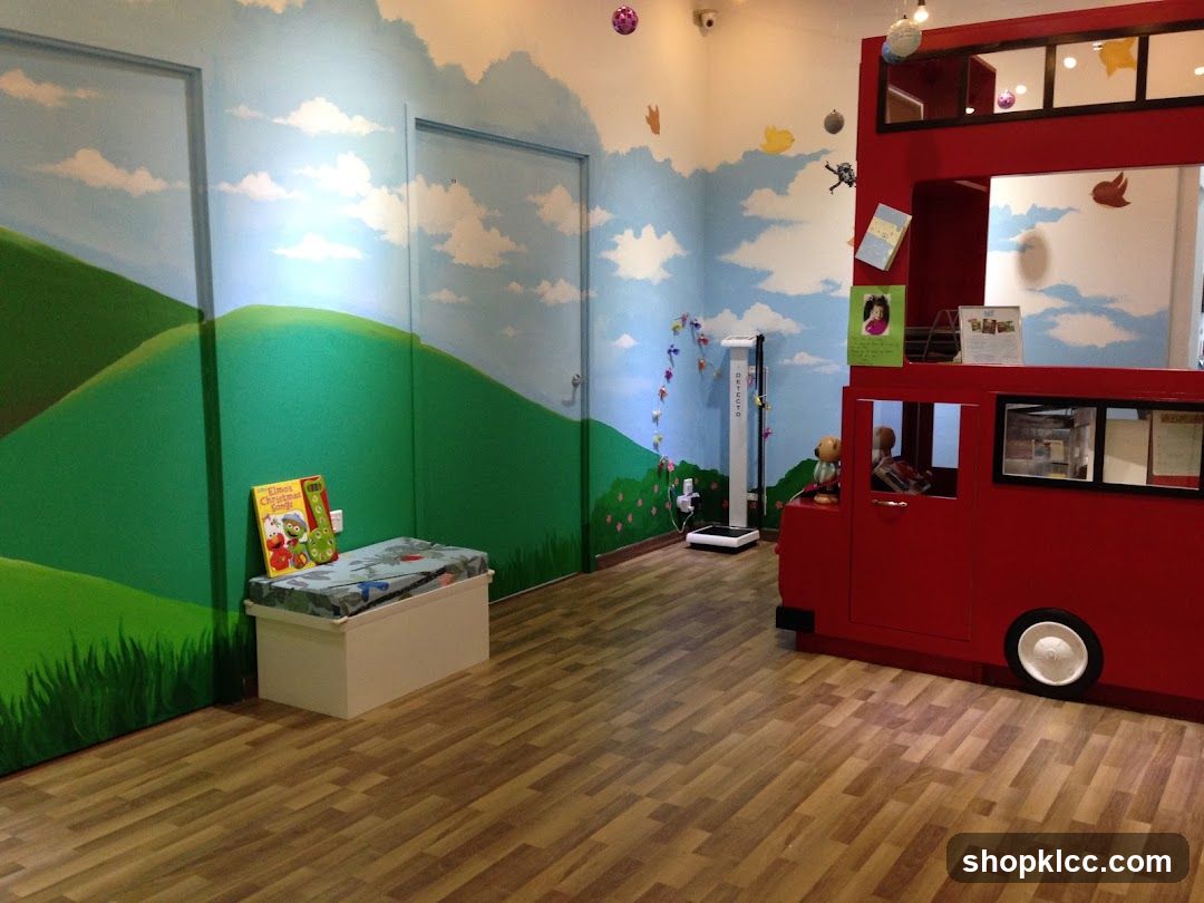 Children's Play Area with Bus-Themed Furniture