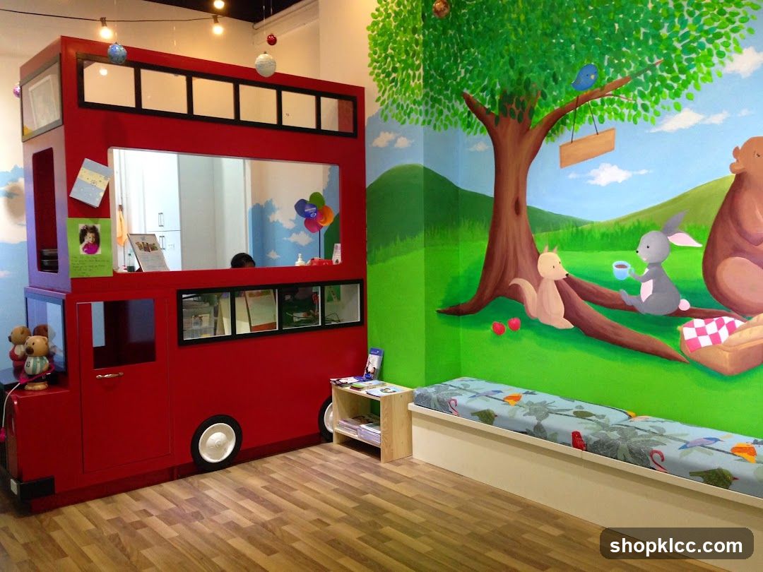 Children's Play Area with Bus-Themed Reception
