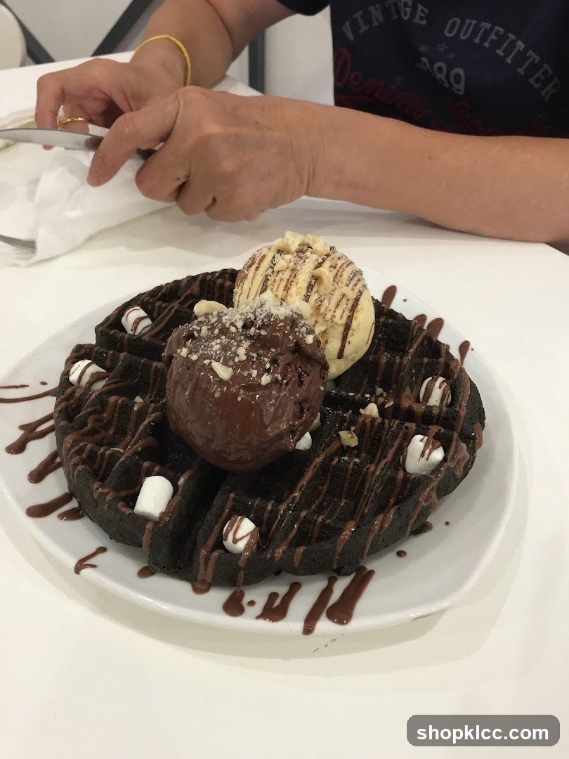 Chocolate Waffle with Ice Cream