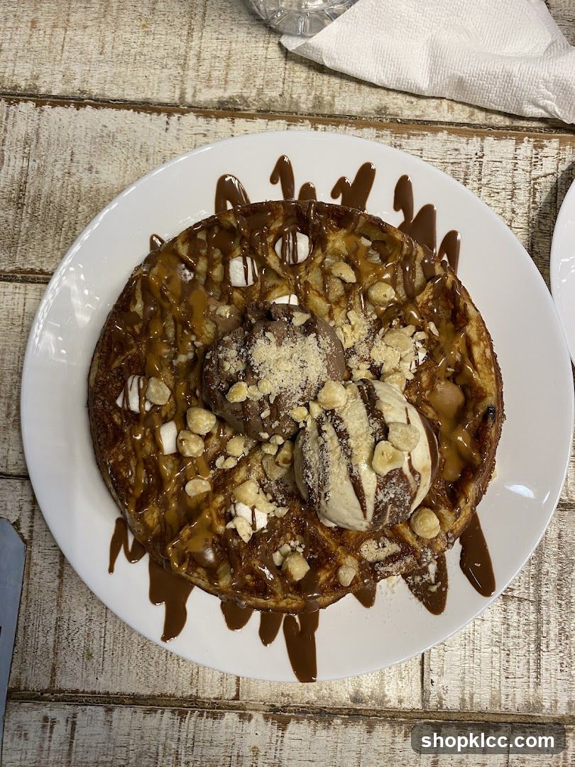 Waffle with Ice Cream and Toppings