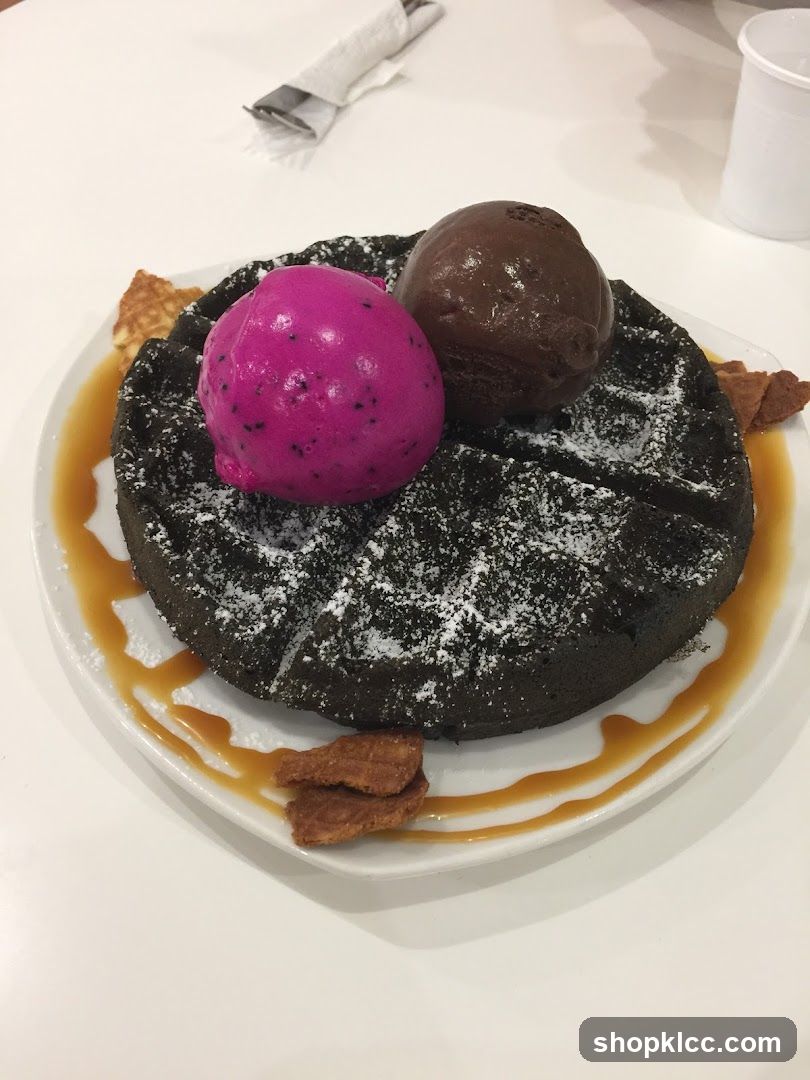 Dark Chocolate Waffle with Ice Cream