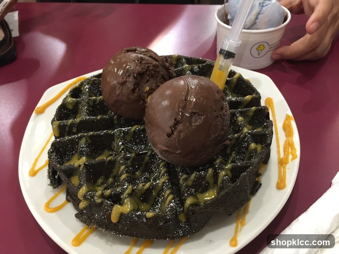 Chocolate Waffle with Ice Cream